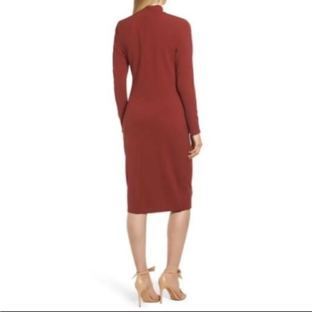 Chelsea 28 Rust Burnt Orange Mockneck Long Sleeve Dress (XS)
